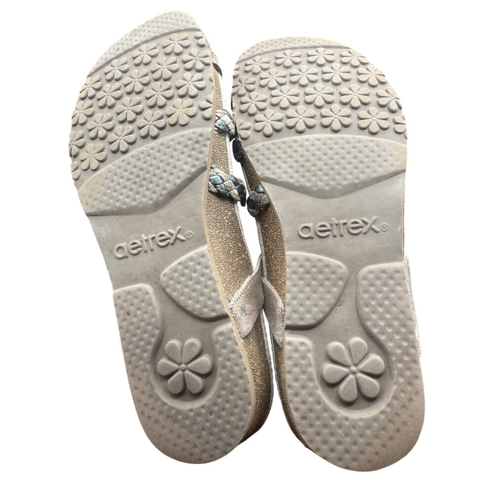 👡 Aetrex Janey Leather Sandals Size 9.5 Comfort Braided Strap Orthopedic - Picture 5 of 6